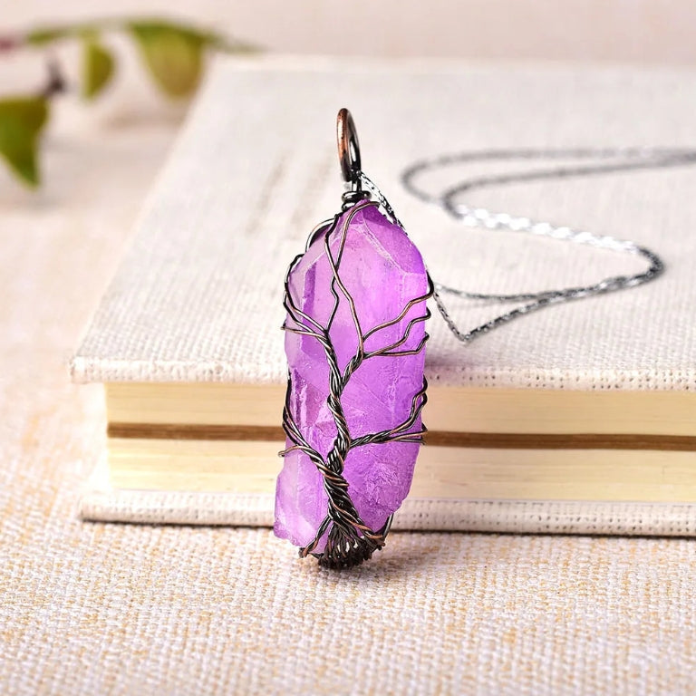 Pendentif Arbre de Vie en Améthyste Naturelle