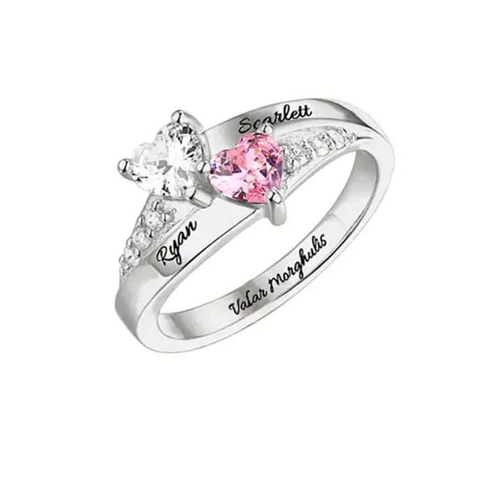 Bague personnalisée en pierre naturelle –  Fleur en argent"