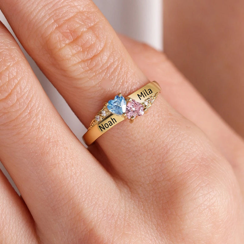 Bague personnalisée en pierre naturelle –  Fleur en argent"