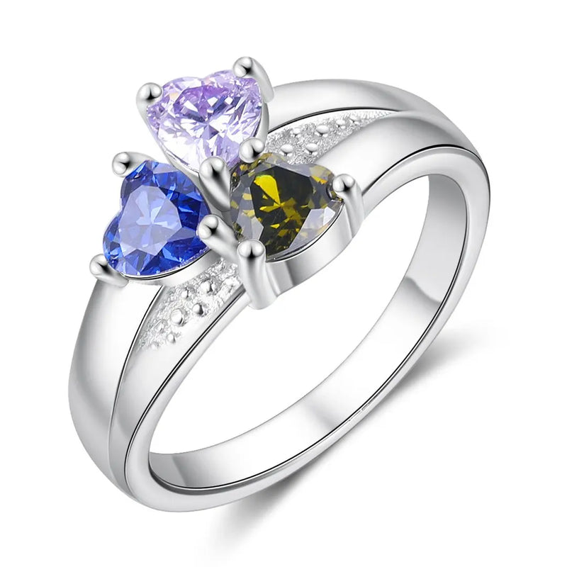 Bague personnalisée en pierre naturelle –  Fleur en argent"