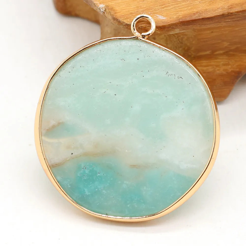 Pendentif Rond en Amazonite Naturelle