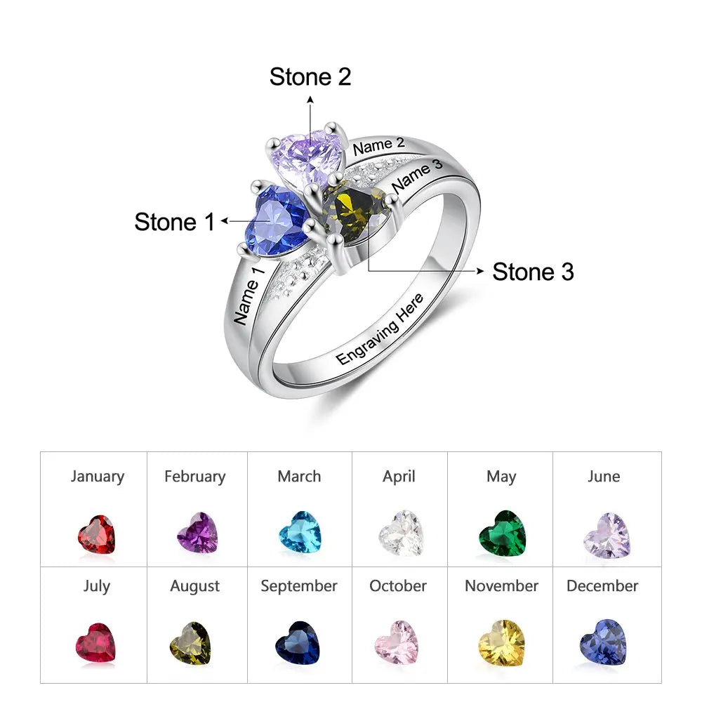 Bague personnalisée en pierre naturelle –  Fleur en argent"