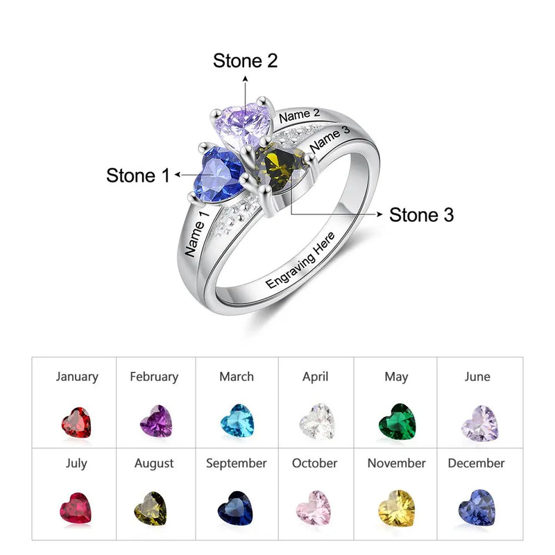 Bague personnalisée en pierre naturelle –  Fleur en argent"