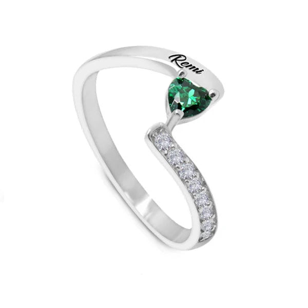 Bague personnalisée en pierre naturelle –  Fleur en argent"