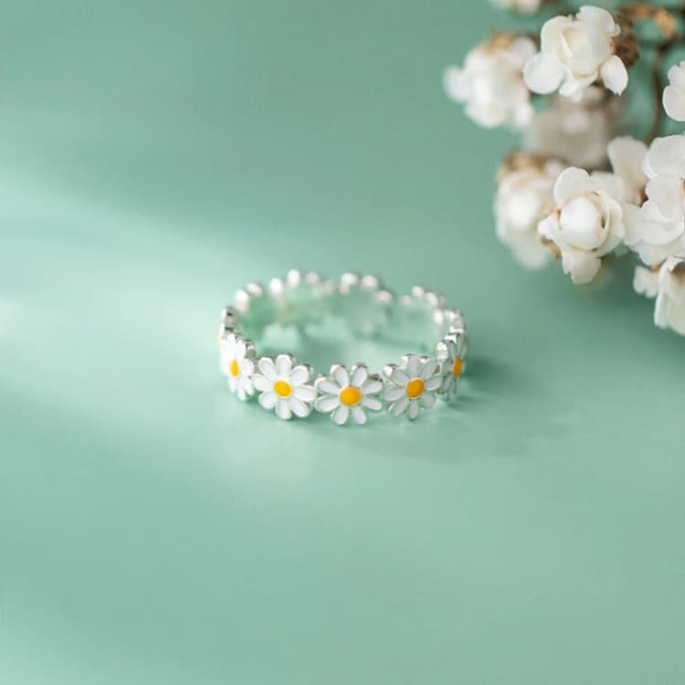 Bague couronne de marguerite ajustable