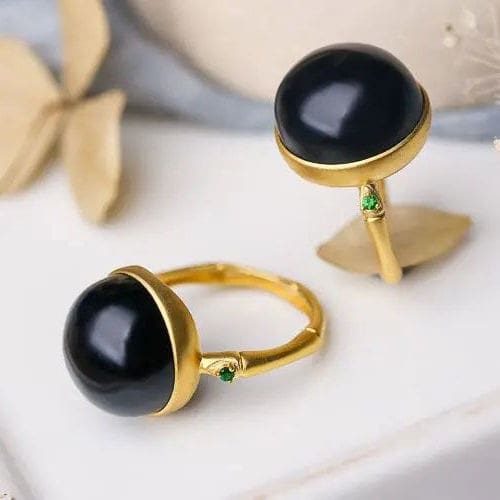 Bague en Jade noir naturel