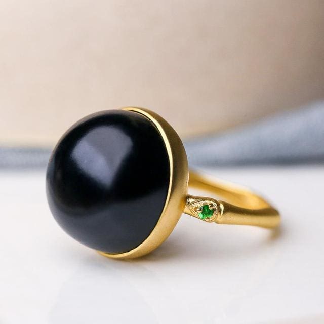 Bague en Jade noir naturel