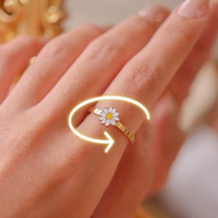 Bague Marguerite rotative 'Au gré des vents '