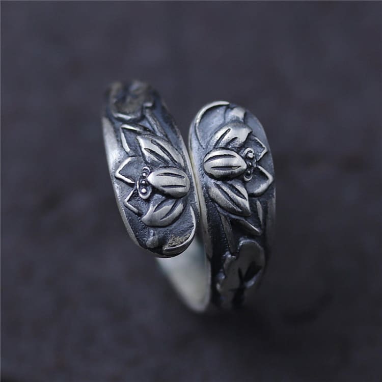 Bague Naissance du Lotus en Argent Sterling 900