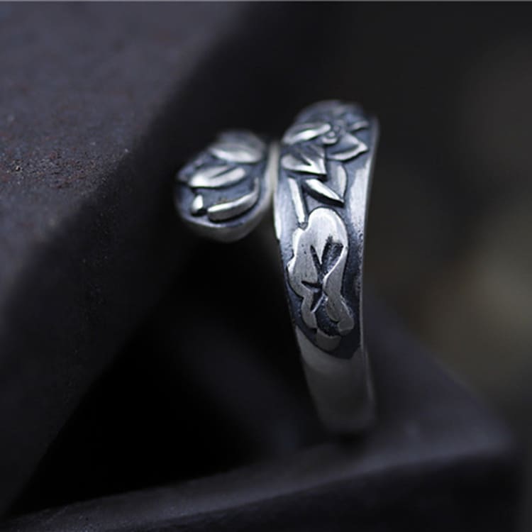 Bague Naissance du Lotus en Argent Sterling 900