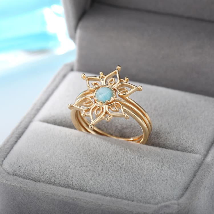 Bague Vintage Fleur de Lotus Amazonite