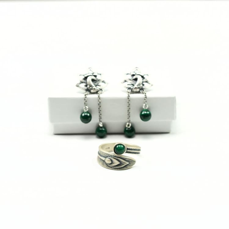 Boucles d'oreille de l'Infini Vert en malachite