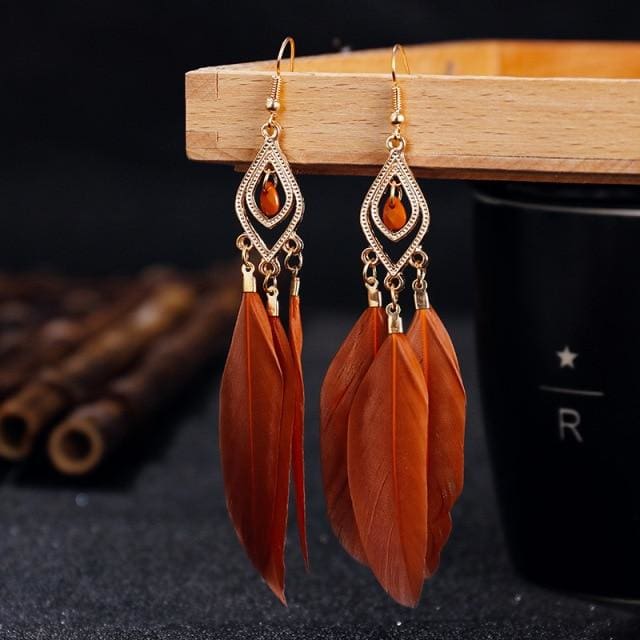 Boucles d'oreilles bohèmes à plumes