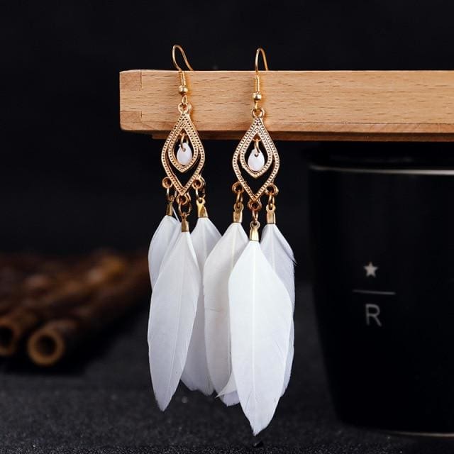 Boucles d'oreilles bohèmes à plumes