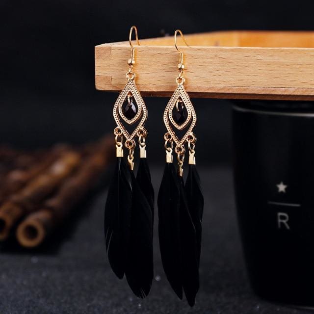 Boucles d'oreilles bohèmes à plumes