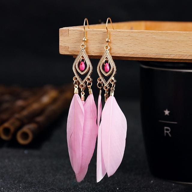 Boucles d'oreilles bohèmes à plumes