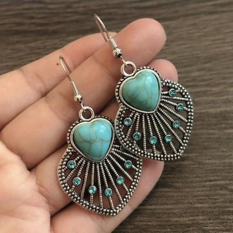 Boucles d'oreilles en forme de cœur en turquoise