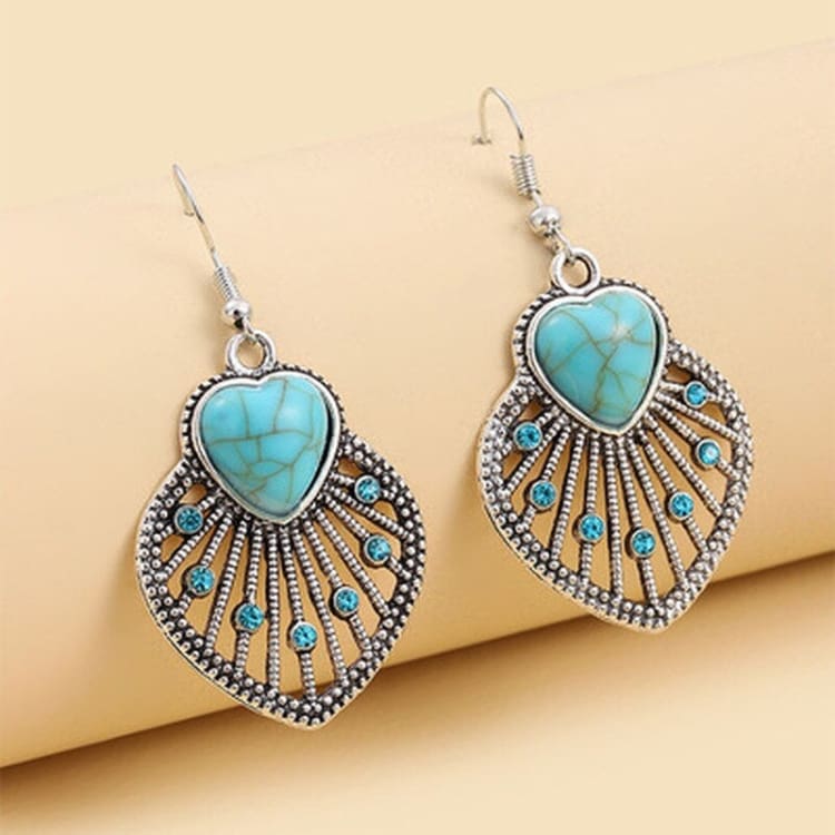 Boucles d'oreilles en forme de cœur en turquoise