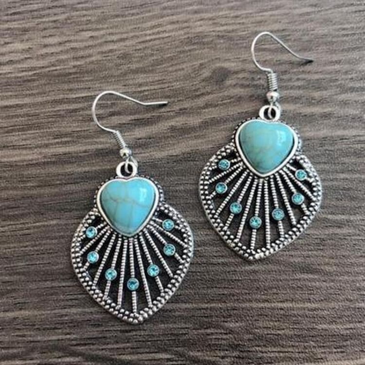 Boucles d'oreilles en forme de cœur en turquoise