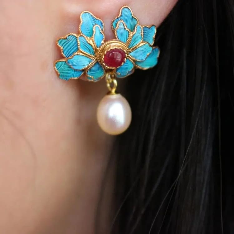 Boucles d'oreilles vintage ' La beauté de la fleur de pivoine '