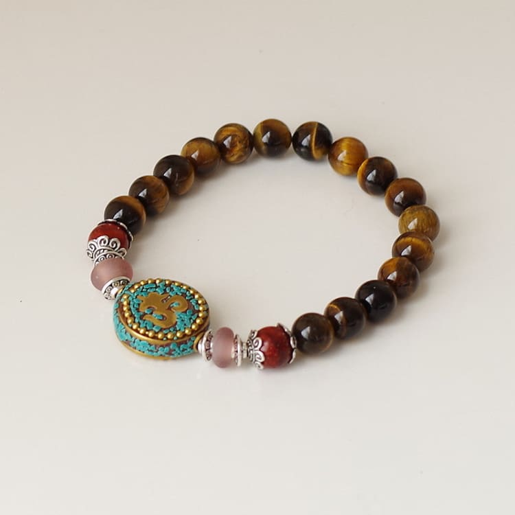 Bracelet bouddhiste en pierre d'oeil de tigre