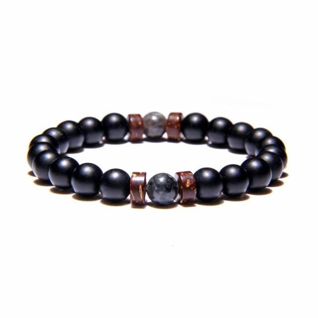 Bracelet pour homme en perle de lave et obsidienne