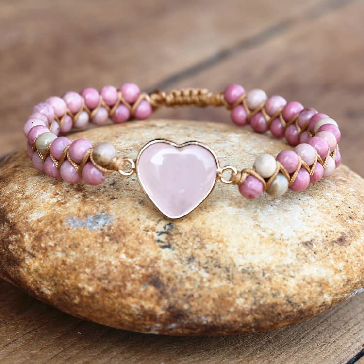 Bracelet tressé en Rhodonite