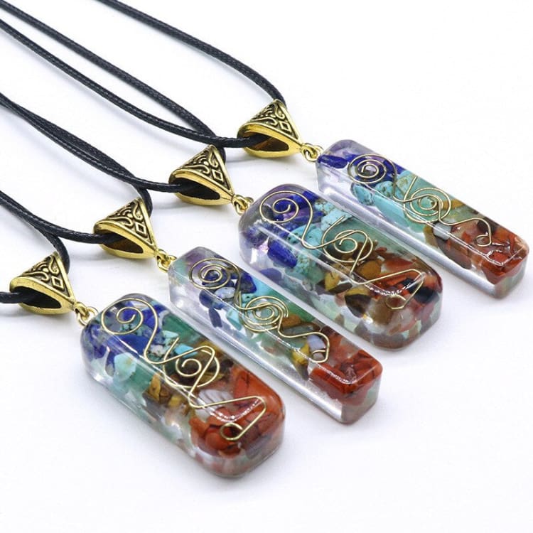 Collier 7 Chakras amulette naturelle