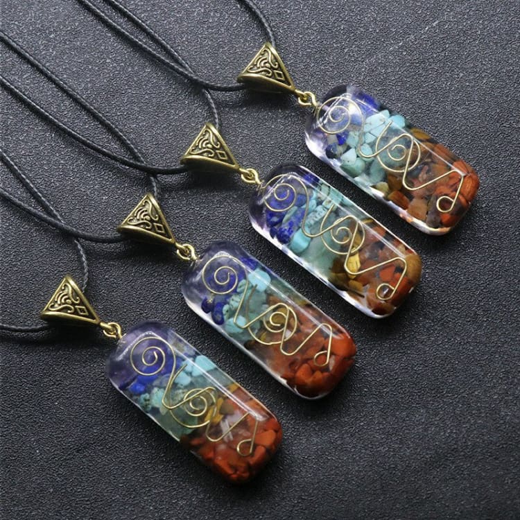 Collier 7 Chakras amulette naturelle