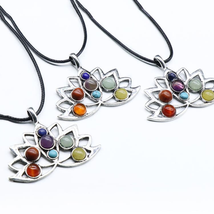 Collier 7 chakras fleur de lotus