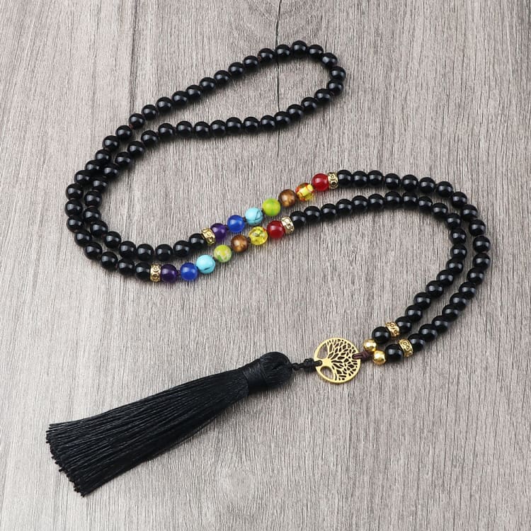 Collier 7 chakras noir