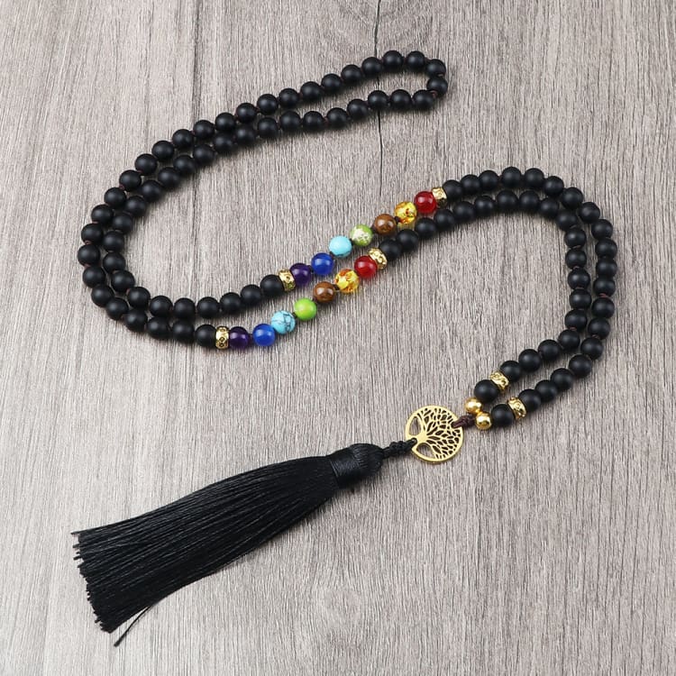 Collier 7 chakras noir