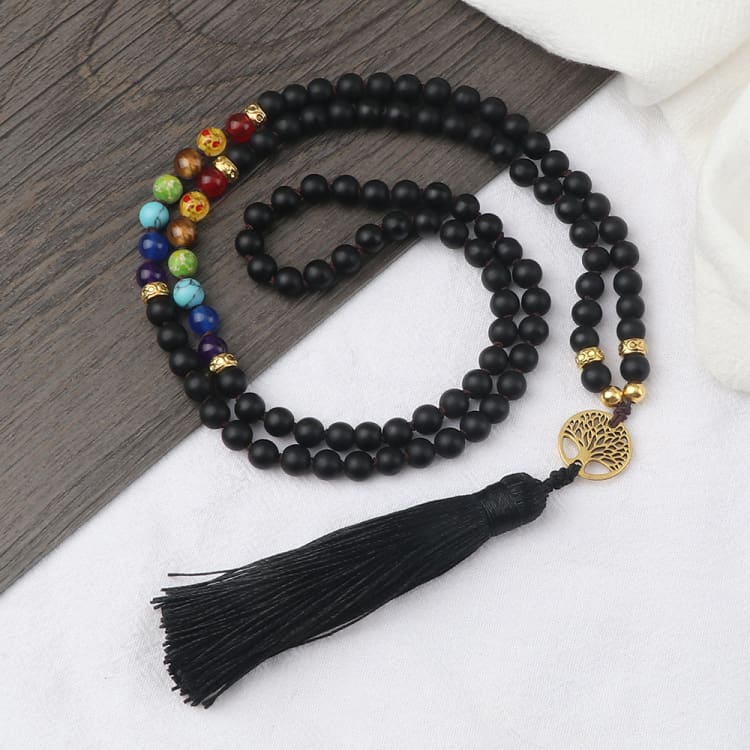 Collier 7 chakras noir