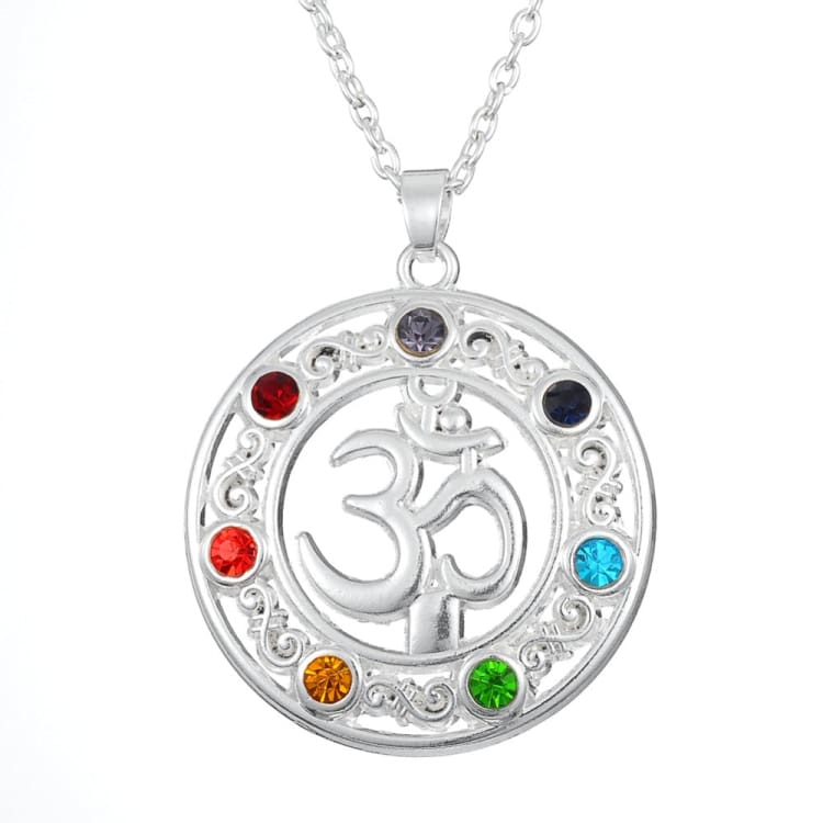 Collier 7 chakras symbole om