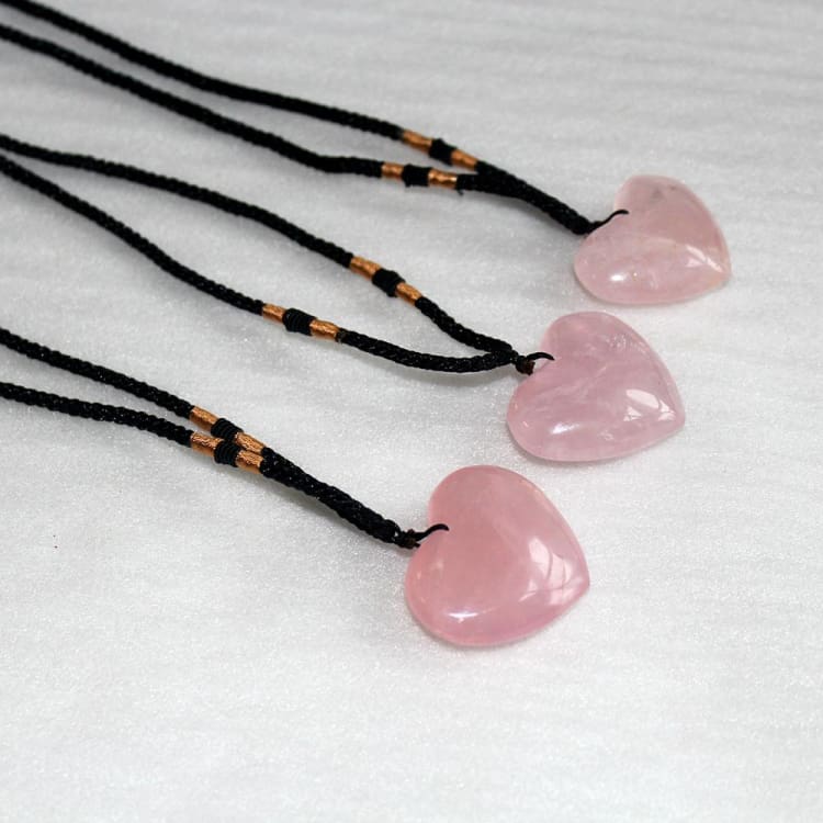 Collier Coeur de Quartz Rose