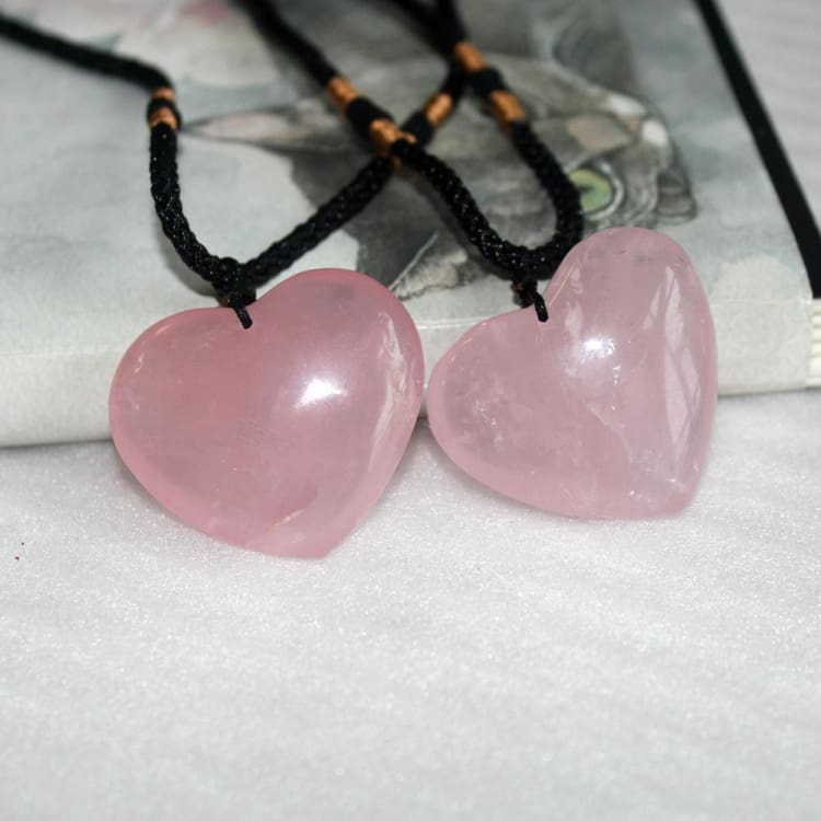 Collier Coeur de Quartz Rose