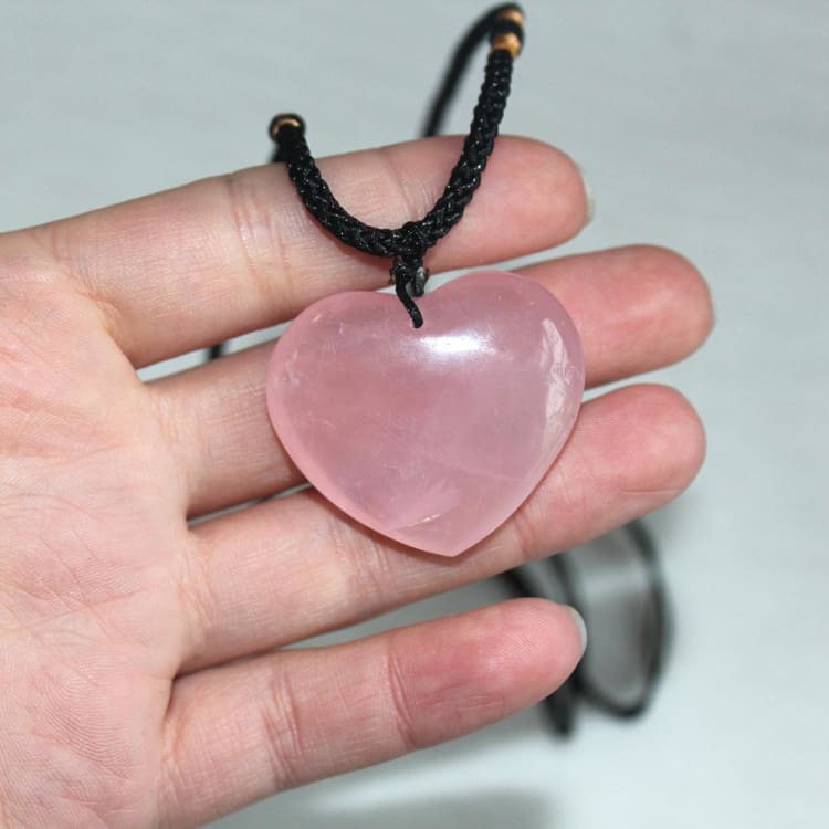 Collier Coeur de Quartz Rose