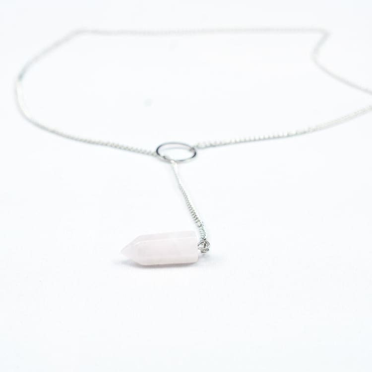 Collier du Pendule en Quartz Rose