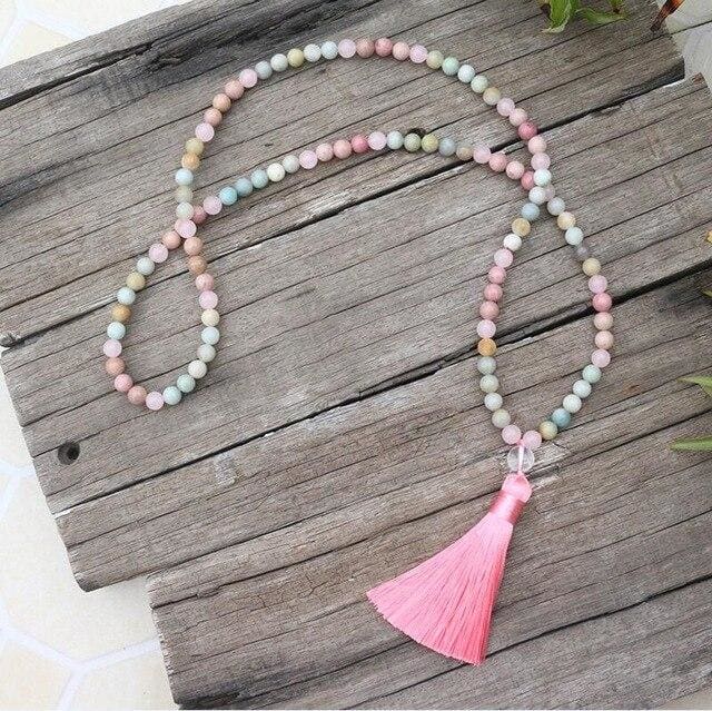 Collier en amazonite et rhodochrosite