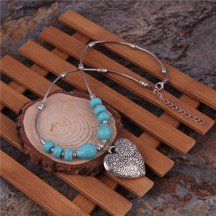 Collier en turquoise - L'amour gravé