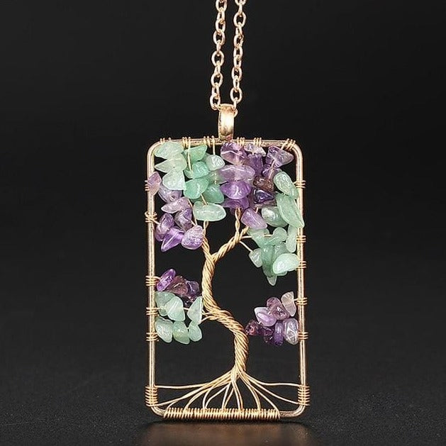 Collier Arbre de vie Améthyste Aventurine