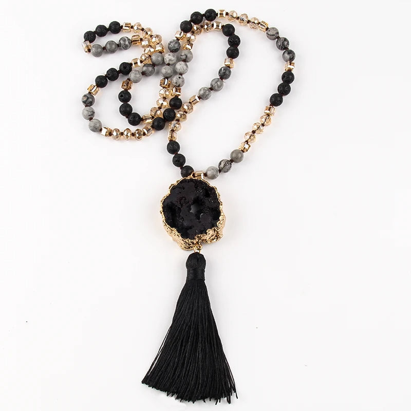 Collier pierre naturelle avec perles