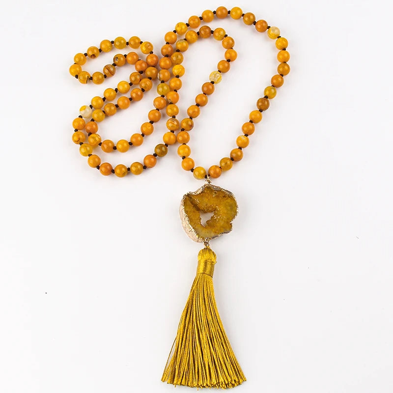 Collier pierre naturelle avec perles