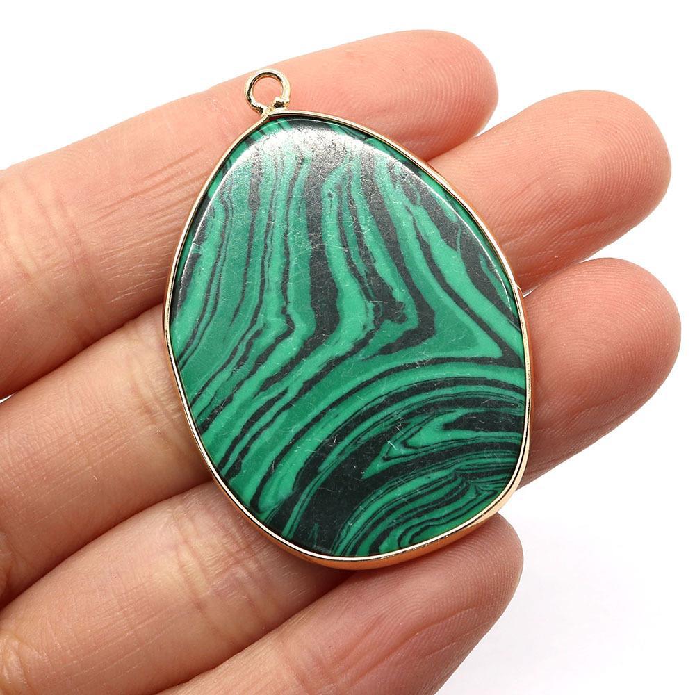 Natural stone irregular white turquoise edge single-hole pendant