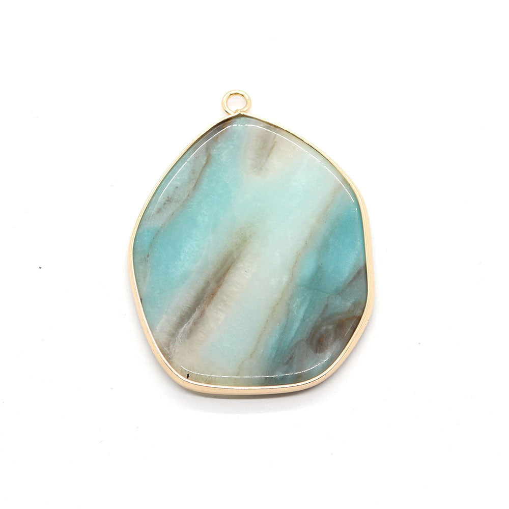 Natural stone irregular white turquoise edge single-hole pendant