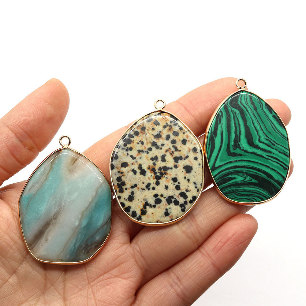 Natural stone irregular white turquoise edge single-hole pendant