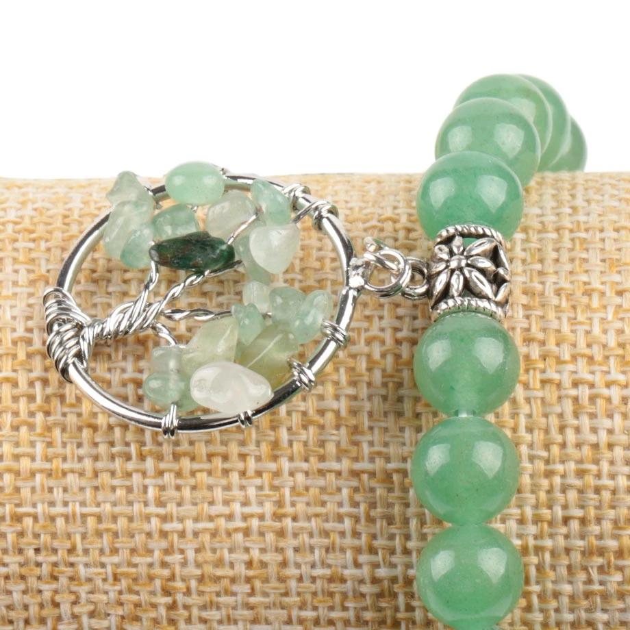 Bracelet porte chance en Aventurine 7 Chakras et charme arbre de vie