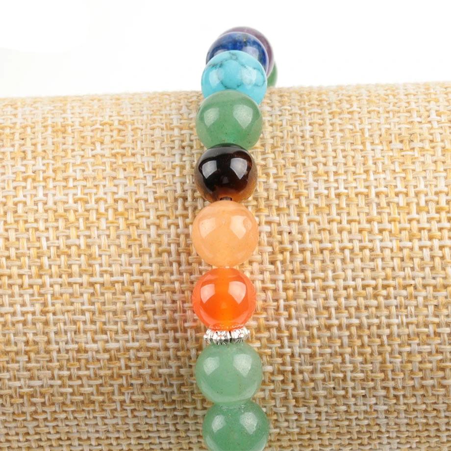 Bracelet porte chance en Aventurine 7 Chakras et charme arbre de vie