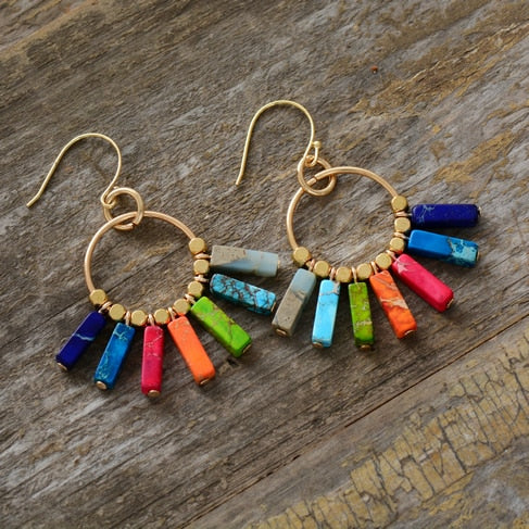 Boucles d'oreilles Bohème 7 chakras