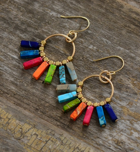 Boucles d'oreilles Bohème 7 chakras